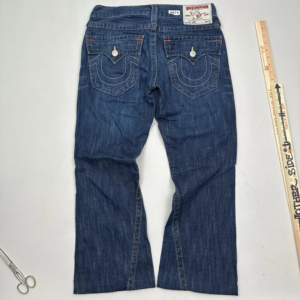 True Religion Joey Super T Bootcut Flared Jeans Mens 30x28 Blue VTG Y2K USA
